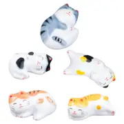 5PCS Lovely Chopsticks Rest Ceramic Cute Cat Chopsticks Rest Model for Home
