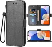 [Dswteny] Compatible with Samsung Galaxy A14/M14 5G Wallet Case Wrist Strap Lanyard and Leather Flip Card Holder Stand Cell Accessories Mobile Phone Cover for A 14 4G 14A 14M G5 Women Men Black
