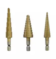 3 Piece Step Drill Hex Bit Set (#1 13-Hole, #2 6-Hole, #3 9-Hole)