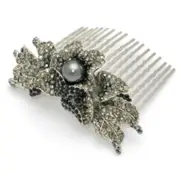 Hand Made Hair Jewelry Elaborate Pearl swarovski crystal Flower Bridal Comb