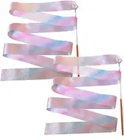 Dance Ribbons Beautiful Elegant Gymnastics Ribbon Streamers Rhythmic Gymnastics Ribbon with Rod Dancing Streamers for Kids Artistic Dancing for Exercise