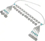 [Healvian] Vintage Headgear Boho Hair Jewelry Retro Hairpieces Bride Headpieces Boho Head Chain Bridal Chain Women Headpieces Festival Headpiece Hair Accessories Headbands Zinc Alloy Blue