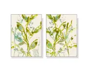 Watercolor Leaves 2 sets White Frame Canvas