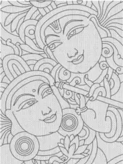 1 pc Radha Krishna Kerala Murals DIY Framed Canvas Base For Painting Home Decor