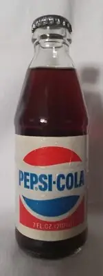SUPER RARE Small 1985 Collectable Glass Unopened Full Pepsi Soda Bottle