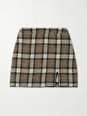 [ROWEN ROSE] ROWEN ROSE - Checked Tweed Mini Skirt - Brown - FR 38 FR 38 Brown