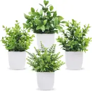 Der Rose 4 Pack Fake Plants Mini Artificial Greenery Potted 4-green