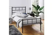 Foret Bed Frame Metal Queen Double King Single Full Size Modern Wooden Headboard Mattress Base Steel Bedroom