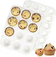 Silicone Muffin Pans for Baking, Regular 12 Cups and Mini 24 Cups Muffin Pan for Baking Egg Bites, Muffins, Cupcakes, Frittata Set of 2 Confetti