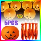 5Pcs Halloween Pumpkin LED Light Up Balloons Glow In Dark Props Lantern LatCF