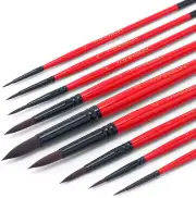 round Paint Brush Set 9Pcs Synthetic Sable Hair for Acrylic Painting Watercolor