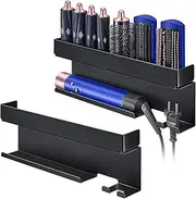 [XILIMEN] Hair Tool Organizer Wall Mount, Storage Holder for 7 in 1 Curling Iron Styler Accessories, Curling Iron Holder, Black Hair Dryer Holder, Adhesive Hair Straightener Holder