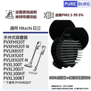 適用Hitachi日立手持吸塵器PVXFH920T PVSJX920T HEPA濾網芯前置可水洗濾棉 (6.8折)