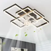 GEADI Ceiling Fans with Light, Air Circulator Ceiling Fan Light Fixture, Dimmable LED Ceiling Lighting with 6 Speed Reversible Blades for Bedroom Kitchen (60cm)