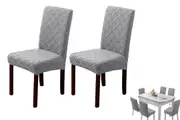 2pcs Chair Cover Universal Fitted Jacquard Seat Protector Cover for Party Home Kitchen Decor-Light gray
