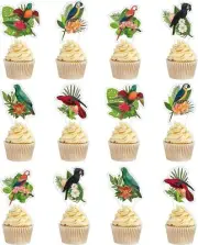 Tropical Birds Decorations 24PCS Big,Tropical Birds Cupcake Topper Bird party