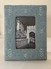 Blue Beaded Picture Frame World Market NWT 9x7 Unique Seed Bead Photo Frame