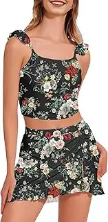 [Jollkichay] Women Swimsuits with Skirts 2 Piece Bathing Suit with Skirted Bottoms Cute Modest Swimsuits