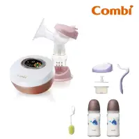 在飛比找Yahoo奇摩購物中心優惠-【Combi】自然吸韻電動吸乳器+寬口玻璃奶瓶240ml*2