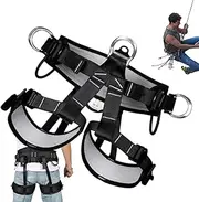 Rock Climbing Harness Men - Adjustable Safety Harness with Strong Load-Bearing Straps | Durable Half Body Climbing Belt for Caving Rappelling Tree Work Mountaineering Rescue Outdoor Adventure Use