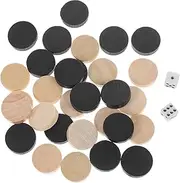 KONTONTY Wooden Chess Checkers Set 30pcs Board Game Pieces Lightweight Easy to Carry