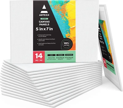 Canvas Boards for Painting, Pack of 14, 5 X 7 Inches, Blank White Canvas Panels,