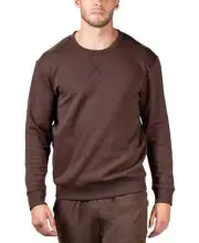 Natori Men's Bagani Brushed Fleece Lounge Pajama Sweatshirt, Espresso, Large