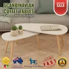 2 Piece Nest Of Coffee Table Sets Scandinavian Side Bedside Solid Pinewood White