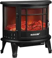 [Maxkon] 1800W Electric Fireplace Freestanding Stove Heater LED Flame Effect Log Fire,2 Heat Modes,Adjustable Temperture Control
