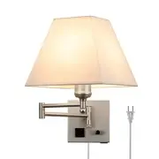 Plug in Wall Light,Swing Arm Wall Sconces with USB Port and Outlet,Wall Lamp
