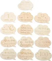 VICASKY Unique Baby Announcement Cards Wooden Monthly Milestone Cards for Newborn