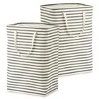 Collapsible Striped Laundry Hampers - Set of 2
