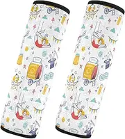 Car Seat Belt Covers 2 Piecing Soft Car Safety Seat Belt Strap Shoulder Pad Camera Bag Strap Cover Car Accessories for Adults and Kids S Circus Horse Show Cartoon