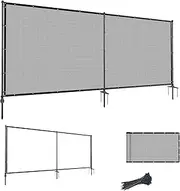Goleray 5'Hx12'W Outdoor Freestanding Privacy Screen Fence Panels with Iron Poles, Mesh Shade Net Cover Temporary Fencing for Patio Backyard Garden Deck, Light Gray