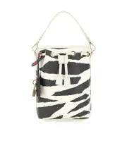 MCM Zebra Printed Drawstring Tote Bag One size White