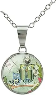 [Generic] Decorative Pattern Glass Cabochon Snap Button Necklace Pendant DIY Fashion, 2.5, Glass, Stabilized Turquoise