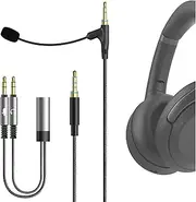 Geekria Boom Mic Headphones Cable Compatible with Sony WH-1000XM6 WH-1000XM5 WH-1000XM4 ULT Wear, 3.5mm Jack Nylon Braided Replacement Cord with Boom Microphone for Gaming & Meeting (5.6ft)