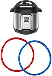 Pot 9-in-1 Duo Plus 8L Electric Pressure Cooker with Instant Pot Genuine Silicone Sealing Ring 2 Pack, Red and Blue bundle