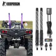 Pair 1FT RGB Whip Lights Antenna ATV UTV RZR SXS Bluetooth Music Chasing Lights