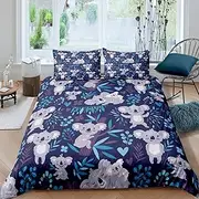 BJCJGGL Queen Bed Quilt Cover Set Purple Koala Bedding for Aldult Kids Duvet Cover with Zipper Closure + 2 Pillowcases 50x75 cm - Soft Hypoallergenic Microfiber Quilt Cover - 210x210 cm