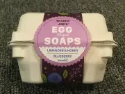 Trader Joe's EGG SOAP Lavender Honey Blueberry scented in giftpackaging 136g