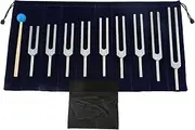 Dreld 9-Piece Solfeggio Tuning Fork Set with Silicone Hammer Bag, 174/285/396/417/528/639/741/852/963 Hz Aluminium Tuning Forks for DNA Repair, Healing, Sound Therapy, Medical Tuning Fork
