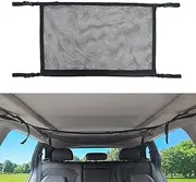 Car Ceiling Elastic Mesh Cargo Net, 31 x 21 inches Adjustable Interior Overhead Roof Long Trip Organizers Storage Bag for Van Camper Caravan Truck RV