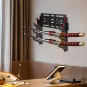 Sword Stand Display Wood Base Hollow 4 Tier Sword Holder Wall Mount Holder for