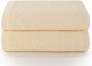 Top Towel - Plus - Large Bath Towels - Bathroom Towels - 2 Hand or Sink Towels - 50 x 100 cm - 100% Cotton - Natural