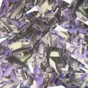 Sequin Square Diamond 1.5" Purple Silver Bird Feathers Print Metallic