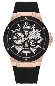 Kenneth Cole KCWGR0033503 Men's Silicone Strap Automatic Skeleton Watch