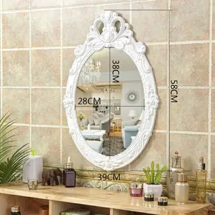 歐式鏡子 化妝鏡 雕花壁掛浴室鏡衛生間鏡園鏡 鏡子