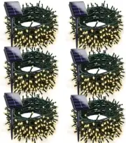 6pk Warm White Solar Christmas Lights Outdoor Waterproof, 600 LED 198FT Solar...