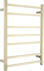 Decaura 7-Bar Heated Towel Rail, Electric Towel Warmer with Square Design, IP55 Waterproof, Stainless Steel, Wall-Mounted for Bathroom, 600Wx800Hx120D mm